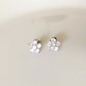 Diamonique QVC Floral Stud Earrings